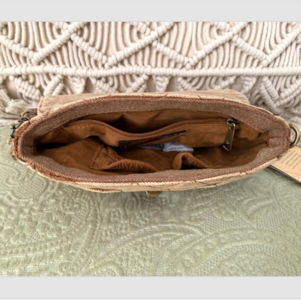 NWT PATRICIA NASH Bonny Quilted Stonewashed Denim Crossbody Bag Biscuit Beige - Picture 14 of 16